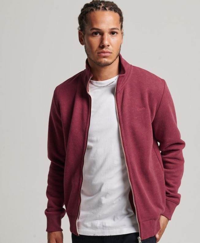 blusa de zíper com logo vintage de algodão orgânico homens vermelho roupas Superdry 2208H5112