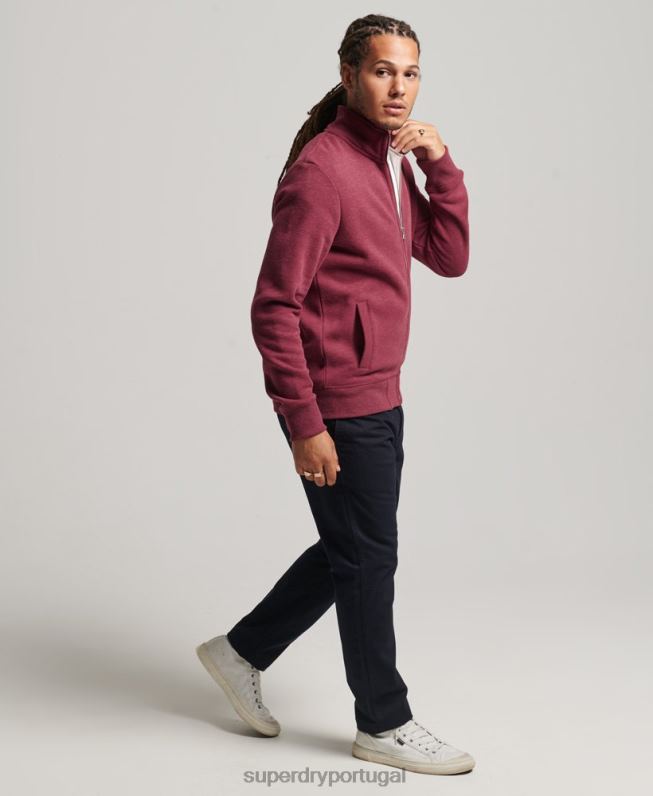 blusa de zíper com logo vintage de algodão orgânico homens vermelho roupas Superdry 2208H5112