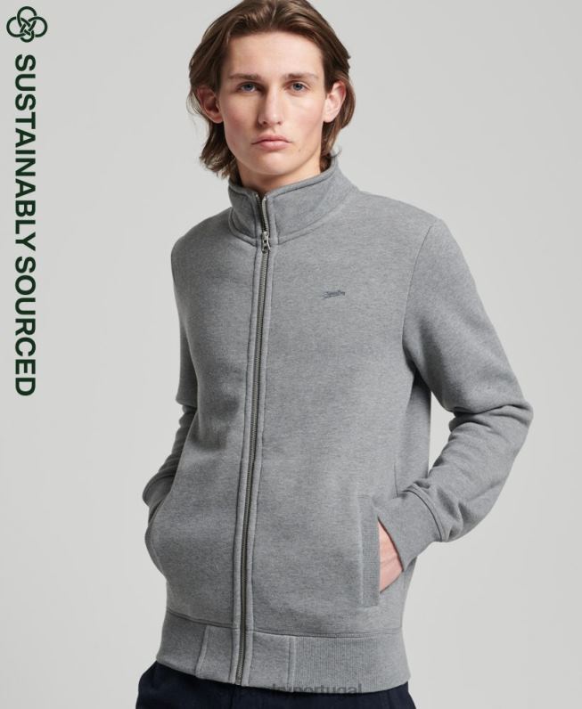 camiseta vintage de algodão orgânico com logotipo bordado homens cinza roupas Superdry 2208H843