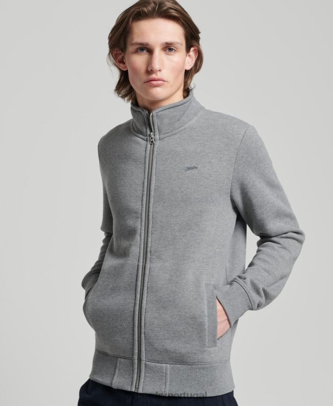 camiseta vintage de algodão orgânico com logotipo bordado homens cinza roupas Superdry 2208H843