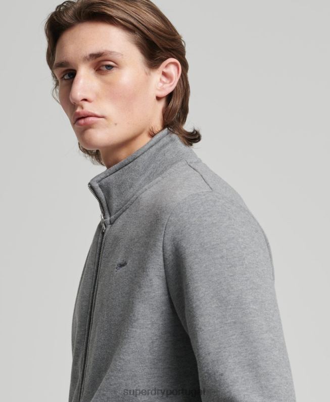 camiseta vintage de algodão orgânico com logotipo bordado homens cinza roupas Superdry 2208H843