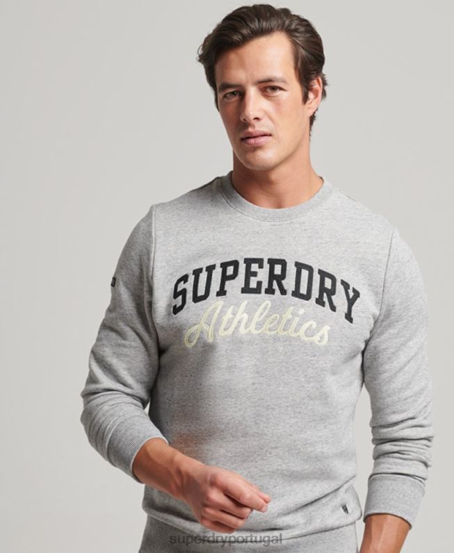 camisola atlética de ginásio vintage homens cinza roupas Superdry 2208H687