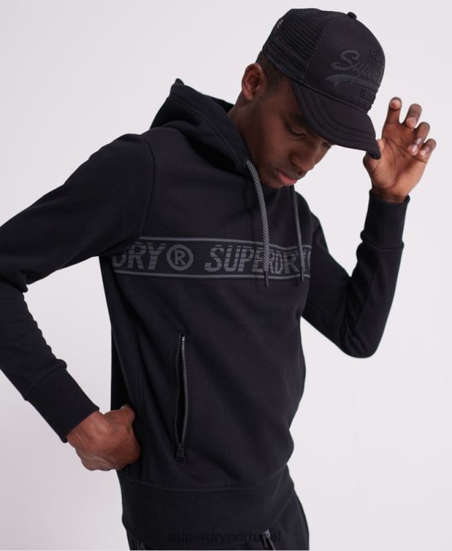 capuz de fita universal homens preto roupas Superdry 2208H903