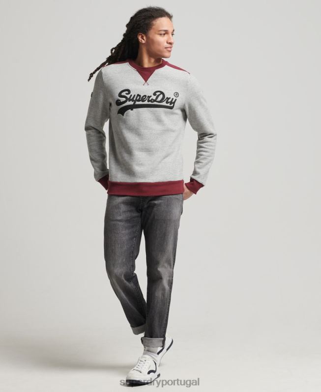 equipe de colagem de logotipo vintage homens cinza roupas Superdry 2208H858