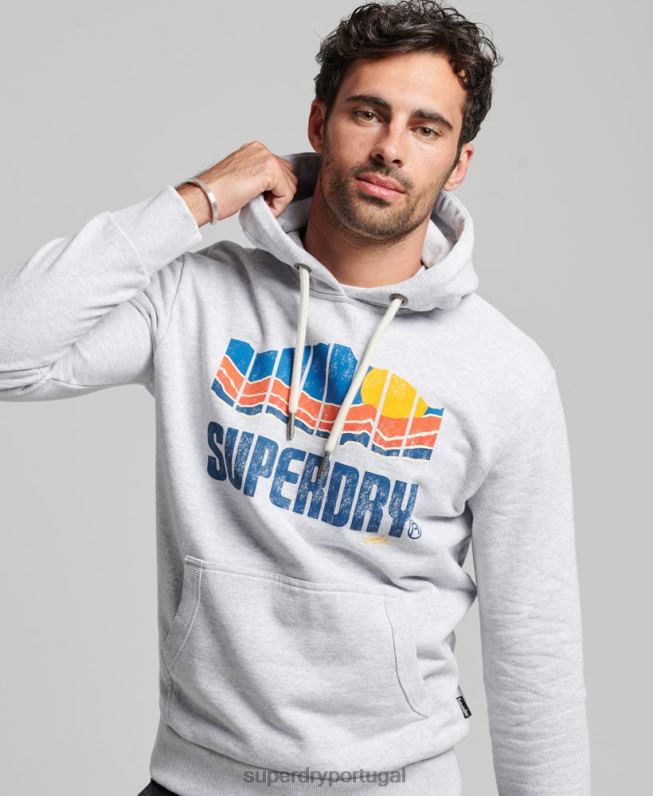 grande moletom ao ar livre homens cinza roupas Superdry 2208H472