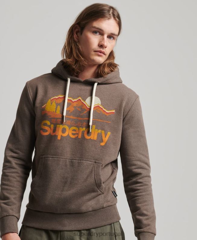 grande moletom ao ar livre homens marrom roupas Superdry 2208H688