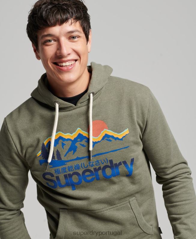grande moletom ao ar livre homens verde roupas Superdry 2208H467