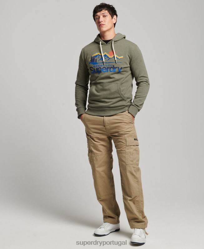 grande moletom ao ar livre homens verde roupas Superdry 2208H467