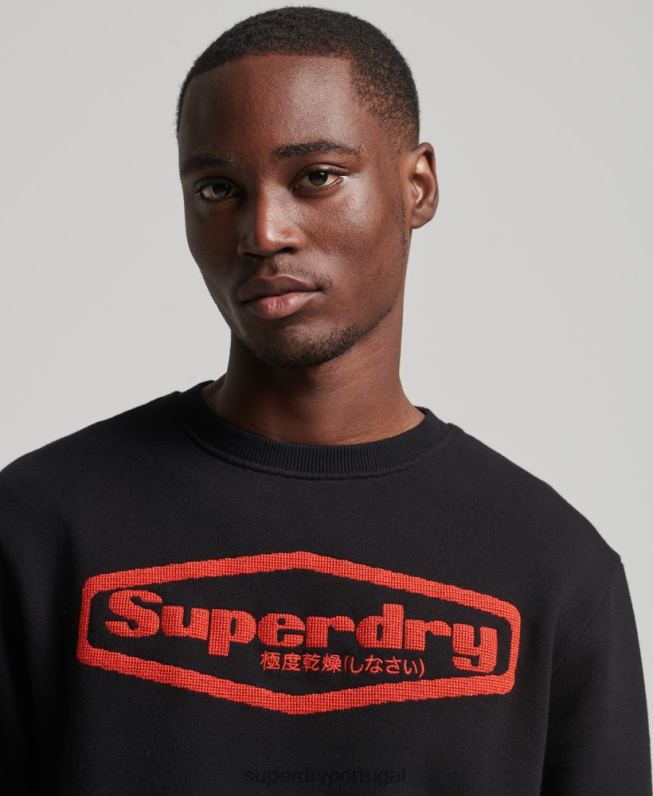 jogo vintage no moletom com logotipo dos anos 90 homens preto roupas Superdry 2208H5074
