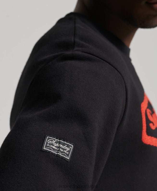 jogo vintage no moletom com logotipo dos anos 90 homens preto roupas Superdry 2208H5074