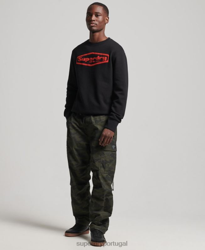 jogo vintage no moletom com logotipo dos anos 90 homens preto roupas Superdry 2208H5074
