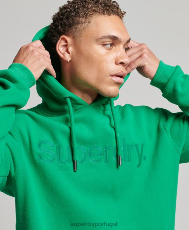 moletom bordado com logo tonal core homens verde roupas Superdry 2208H5177