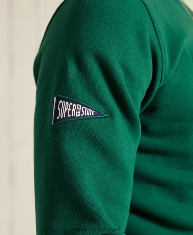 moletom chenille universitário edição limitada homens verde roupas Superdry 2208H868