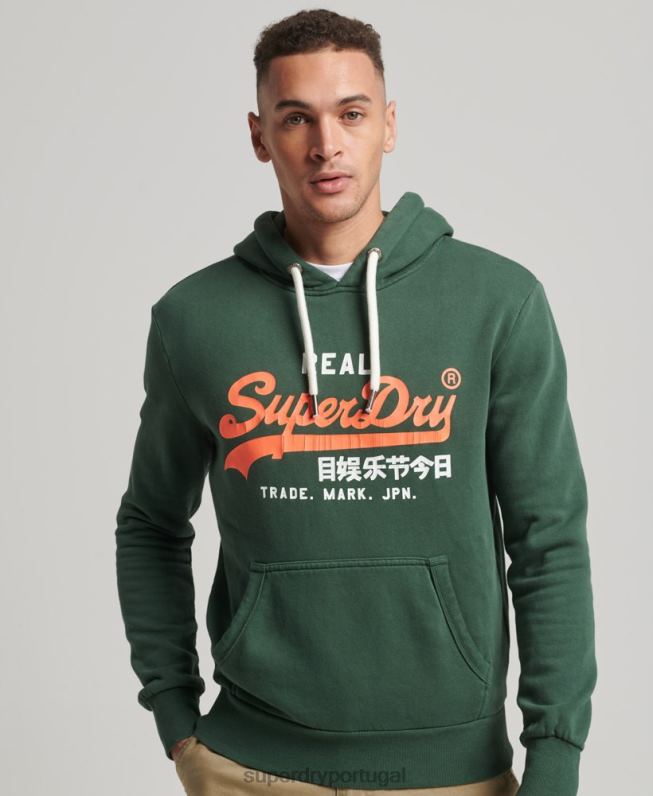 moletom clássico americano com logo vintage homens verde roupas Superdry 2208H808