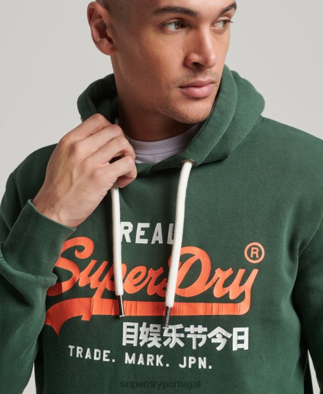 moletom clássico americano com logo vintage homens verde roupas Superdry 2208H808