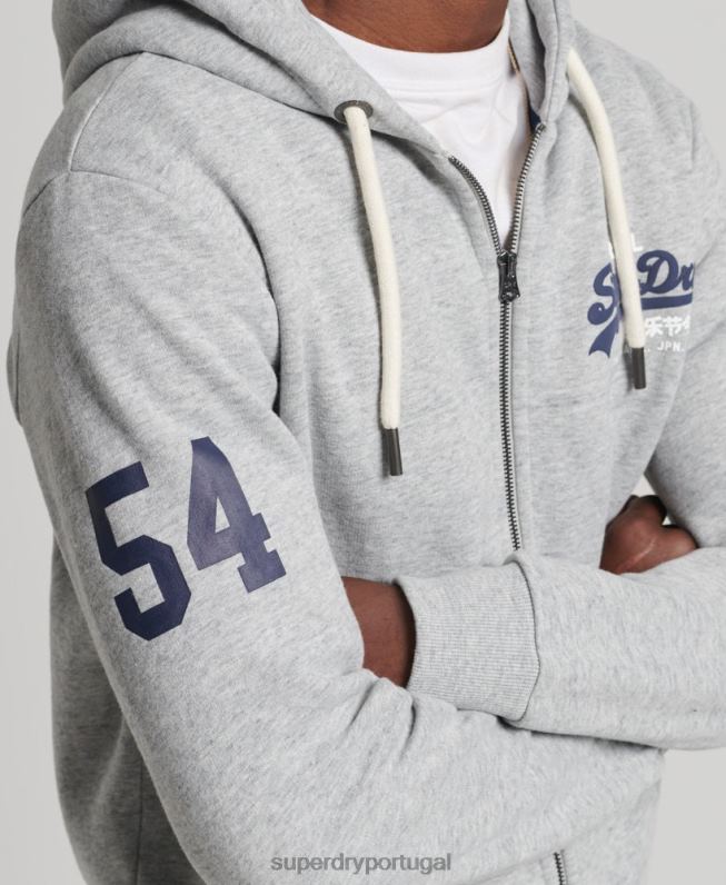 moletom clássico com logo vintage e zíper homens cinza roupas Superdry 2208H5148