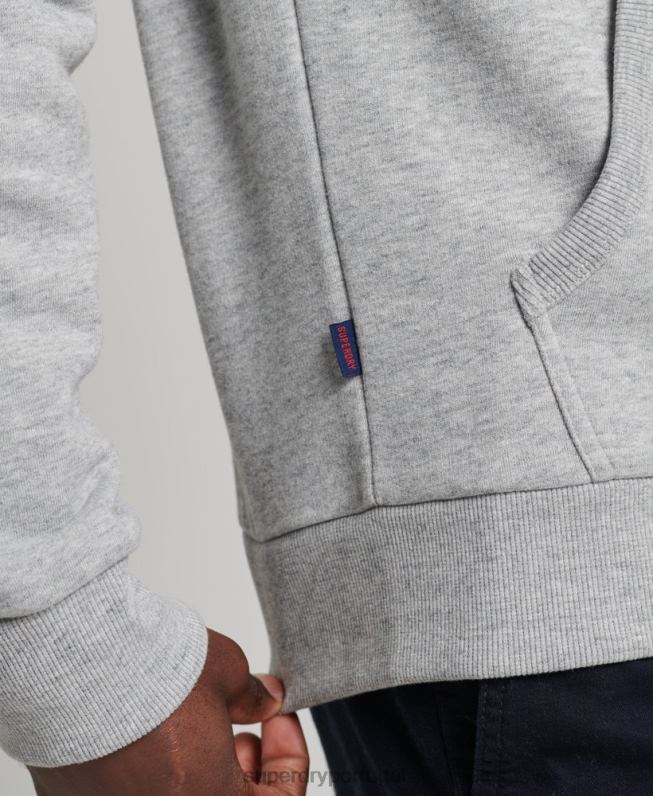 moletom clássico com logo vintage e zíper homens cinza roupas Superdry 2208H5148