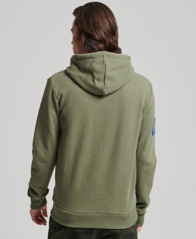 moletom clássico com logo vintage e zíper homens verde roupas Superdry 2208H840