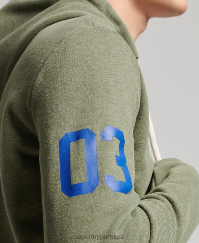 moletom clássico com logo vintage e zíper homens verde roupas Superdry 2208H840