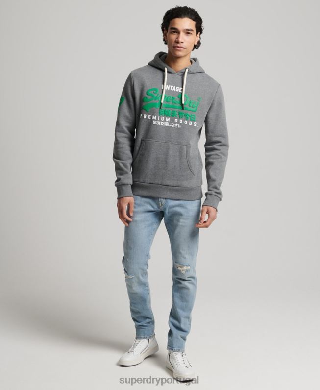 moletom clássico com logo vintage homens cinza roupas Superdry 2208H5155