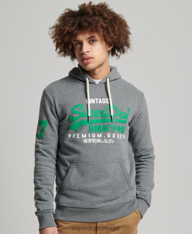 moletom clássico com logo vintage homens cinza roupas Superdry 2208H835