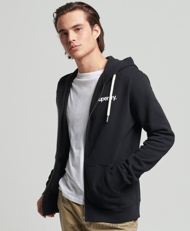moletom clássico com zíper vintage core logo homens preto roupas Superdry 2208H5053