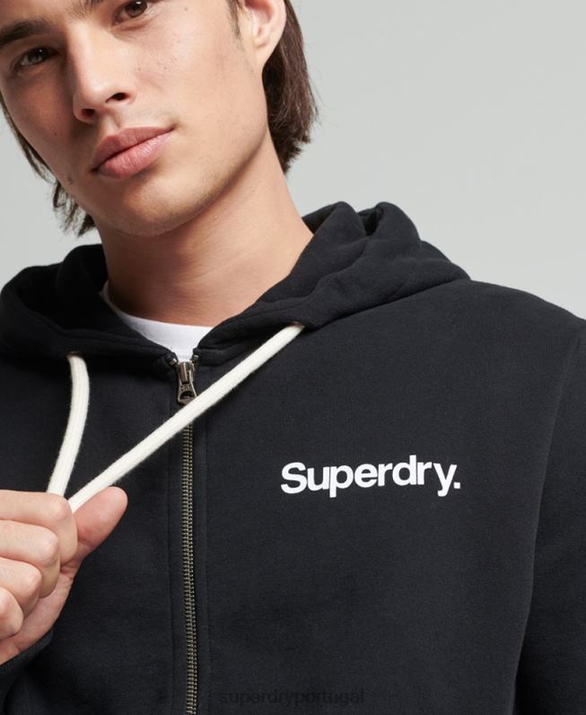 moletom clássico com zíper vintage core logo homens preto roupas Superdry 2208H5053