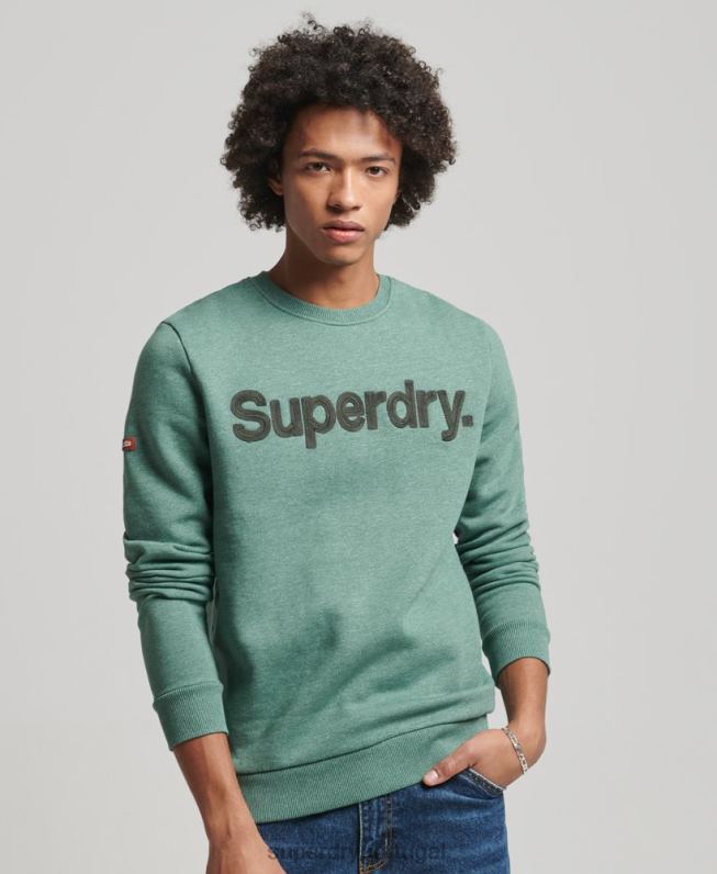 moletom clássico da tripulação com logo core homens caqui roupas Superdry 2208H537