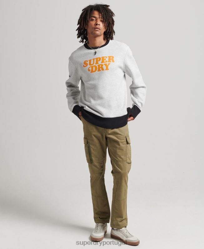 moletom clássico da tripulação vintage cooper homens cinza claro roupas Superdry 2208H5027