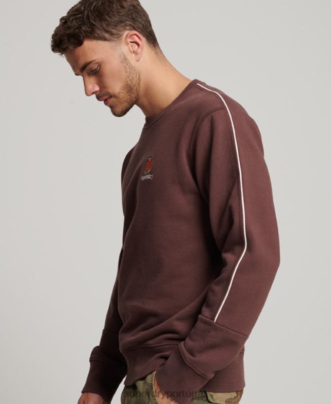 moletom code Heritage Crew homens marrom roupas Superdry 2208H117