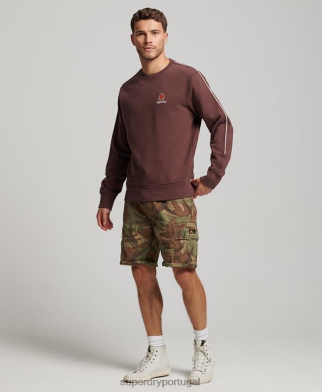 moletom code Heritage Crew homens marrom roupas Superdry 2208H117