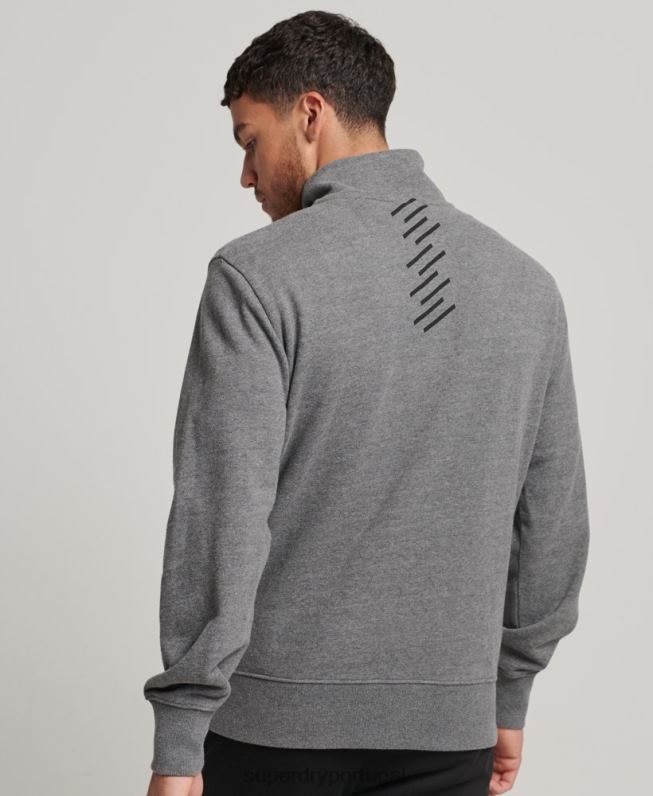 moletom code core sport com zíper homens cinza escuro roupas Superdry 2208H757