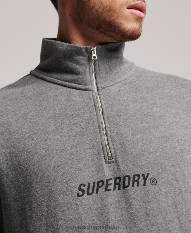 moletom code core sport com zíper homens cinza escuro roupas Superdry 2208H757