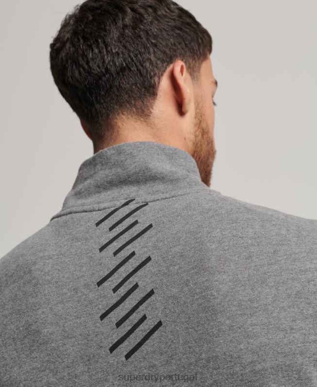 moletom code core sport com zíper homens cinza escuro roupas Superdry 2208H757