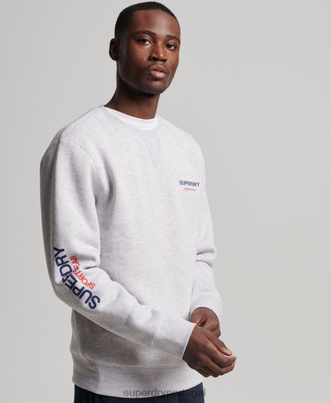 moletom code sportswear crew homens cinza roupas Superdry 2208H513