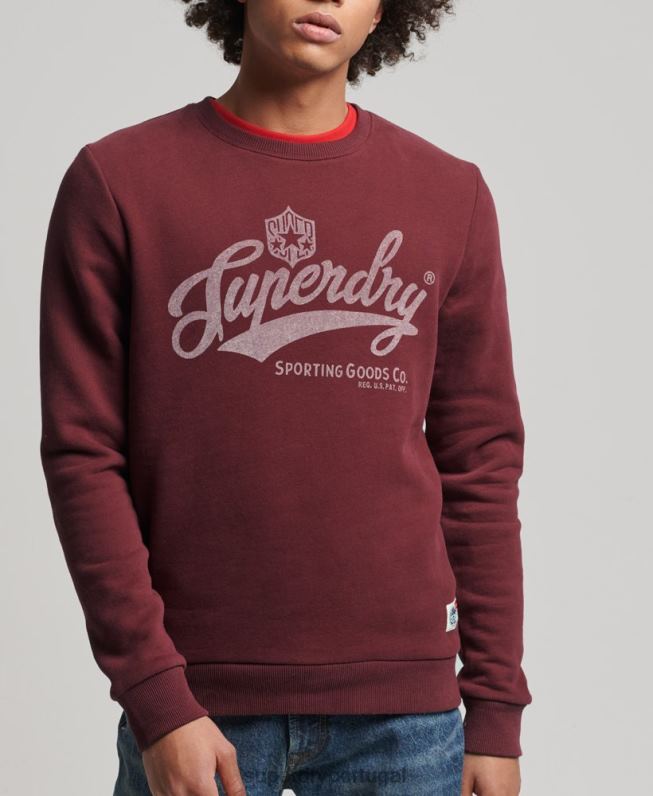 moletom colegial estilo script vintage homens vermelho roupas Superdry 2208H828