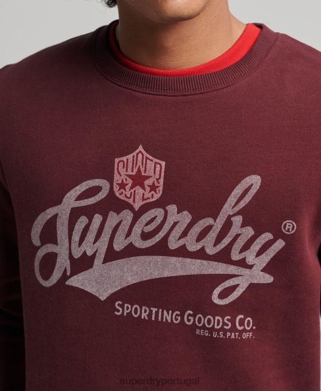 moletom colegial estilo script vintage homens vermelho roupas Superdry 2208H828
