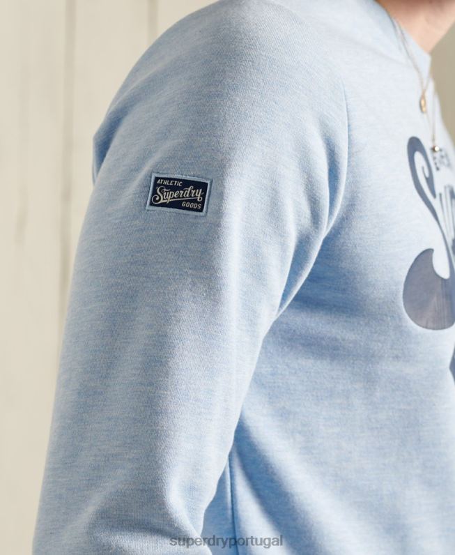 moletom colegial gola redonda homens azul roupas Superdry 2208H870