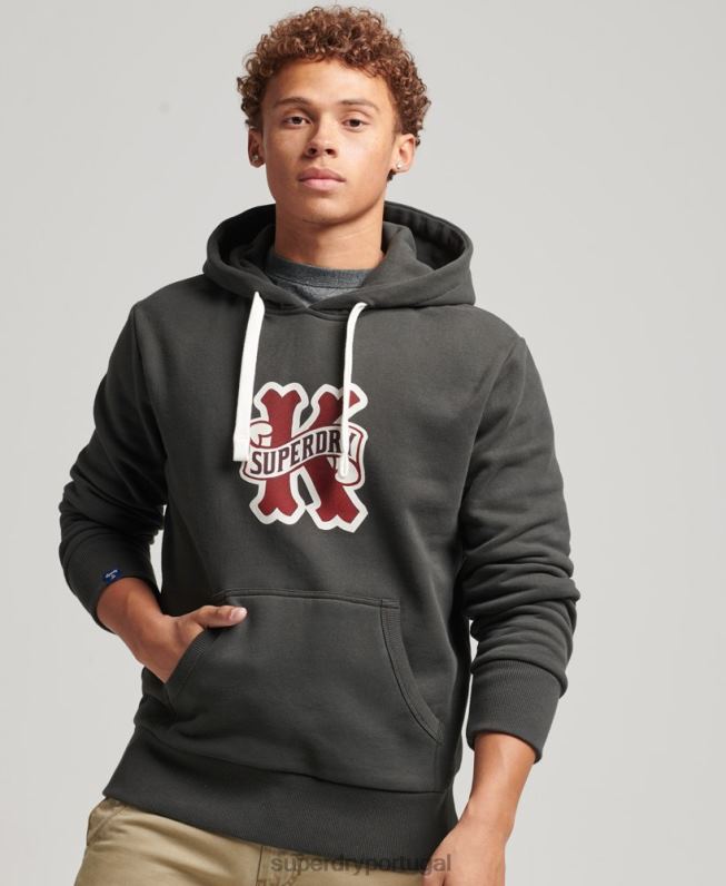 moletom colegial homens cinza escuro roupas Superdry 2208H5089