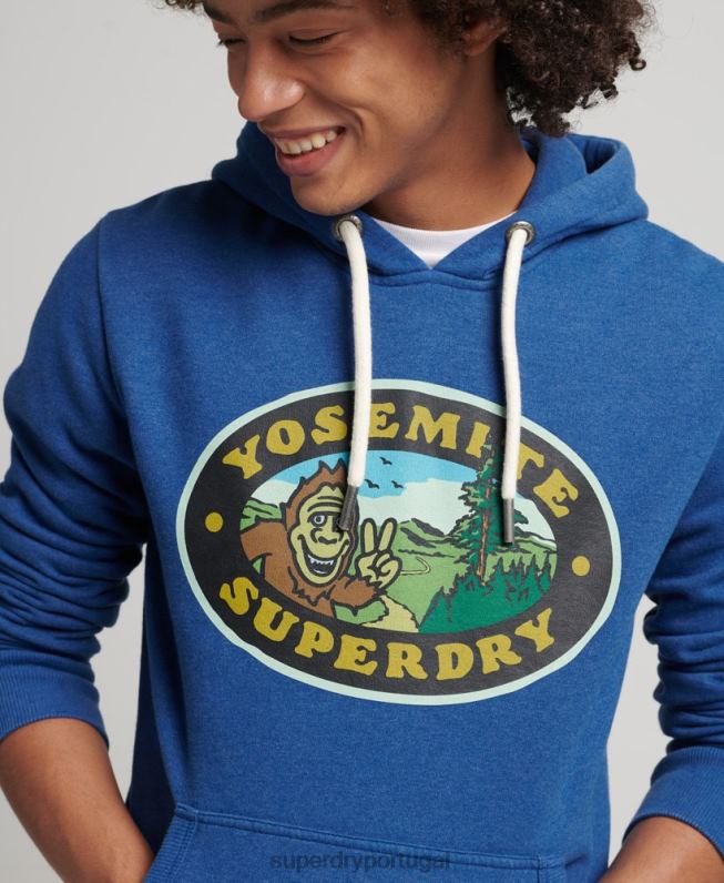 moletom com adesivo de viagem homens azul escuro roupas Superdry 2208H587