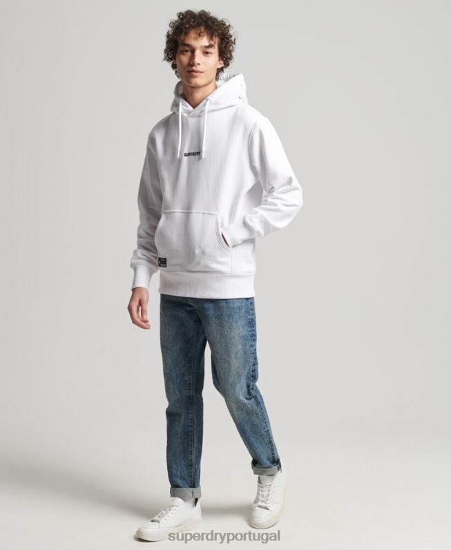 moletom com capuz bordado com micro logo homens branco roupas Superdry 2208H5142