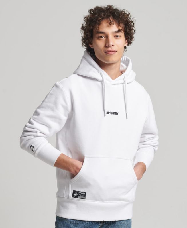 moletom com capuz bordado com micro logo homens branco roupas Superdry 2208H5142