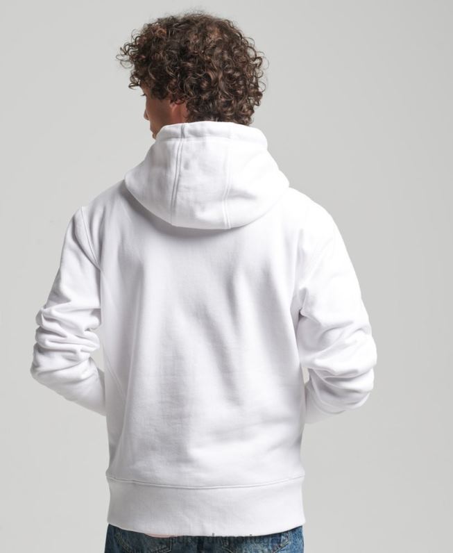 moletom com capuz bordado com micro logo homens branco roupas Superdry 2208H5142