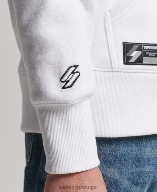 moletom com capuz bordado com micro logo homens branco roupas Superdry 2208H5142