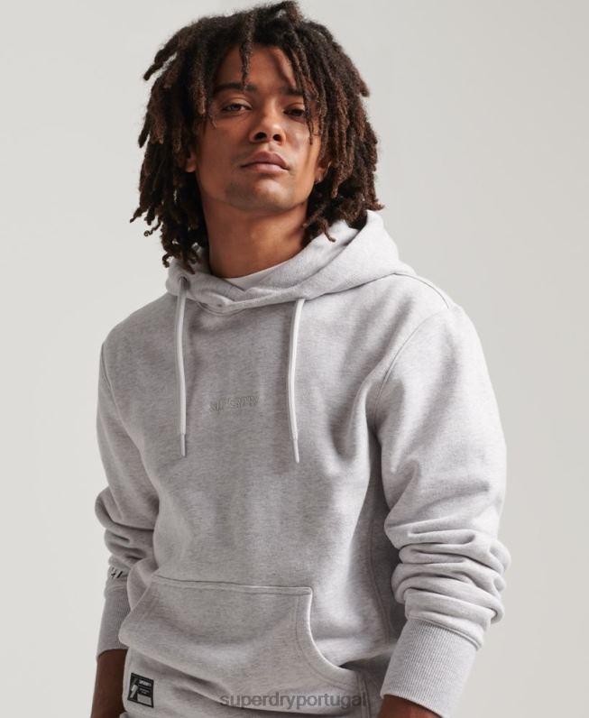 moletom com capuz bordado com micro logo homens cinza roupas Superdry 2208H5113