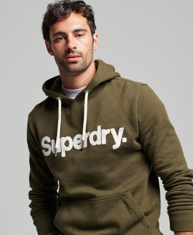 moletom com capuz clássico vintage core logo homens verde roupas Superdry 2208H659