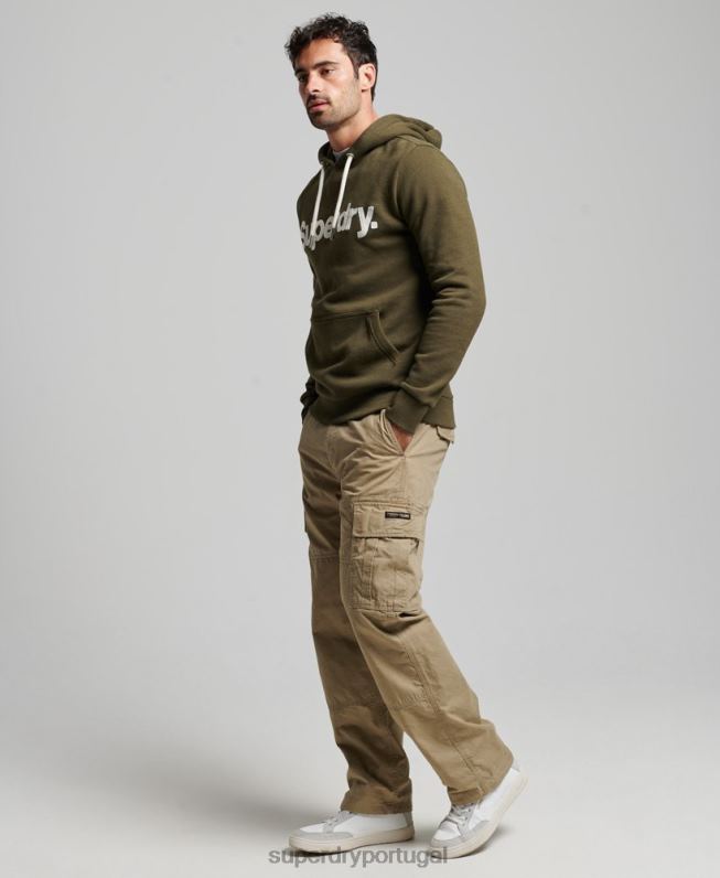 moletom com capuz clássico vintage core logo homens verde roupas Superdry 2208H659