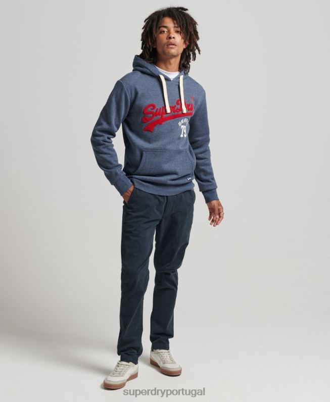 moletom com capuz com logotipo vintage homens marinha roupas Superdry 2208H5023
