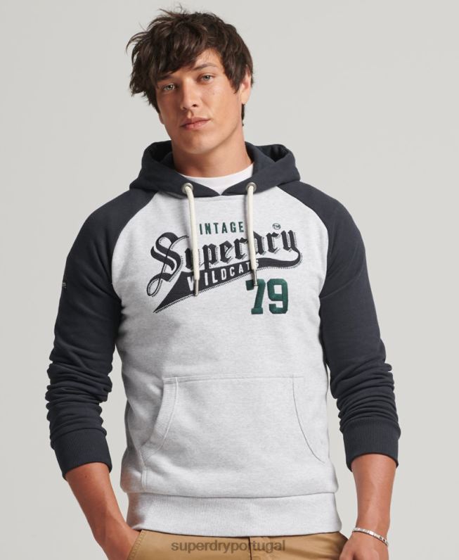 moletom com capuz da faculdade homens cinza roupas Superdry 2208H851
