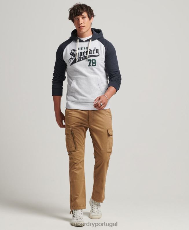 moletom com capuz da faculdade homens cinza roupas Superdry 2208H851